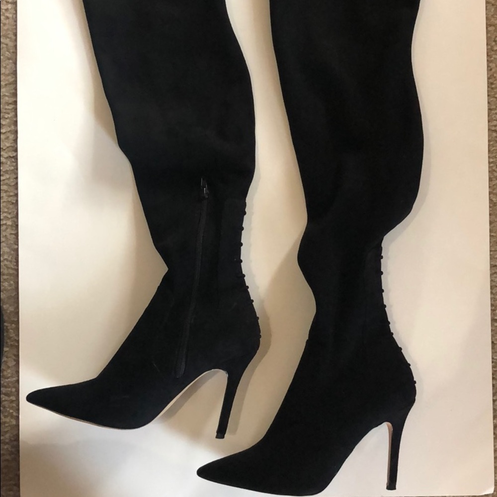 Aldo black suede knee boots